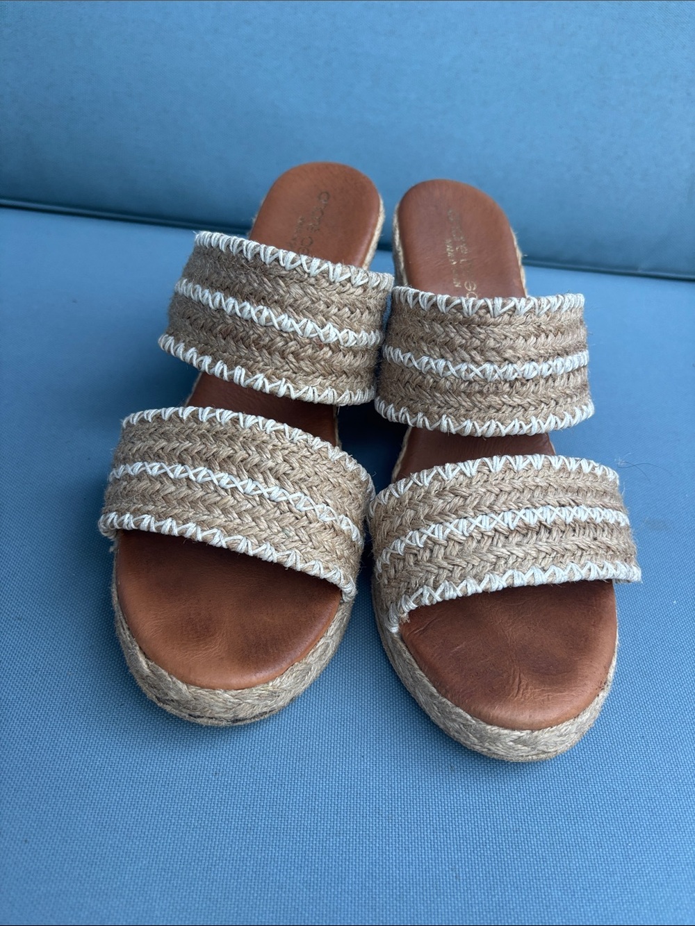 Andre Assous Made in Spain Woven Jute Espadrille Wedge Slides EU 38 US 7.5/8 - Picture 3 of 8